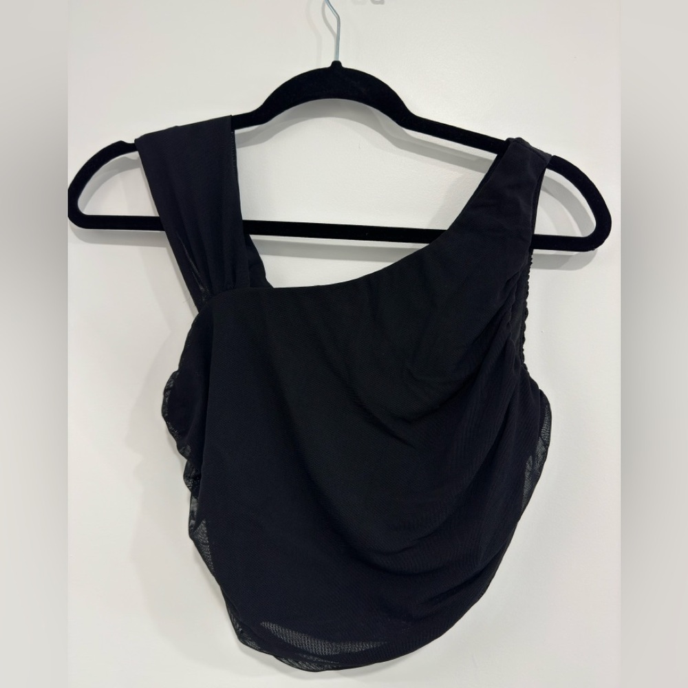 Black mesh crop top